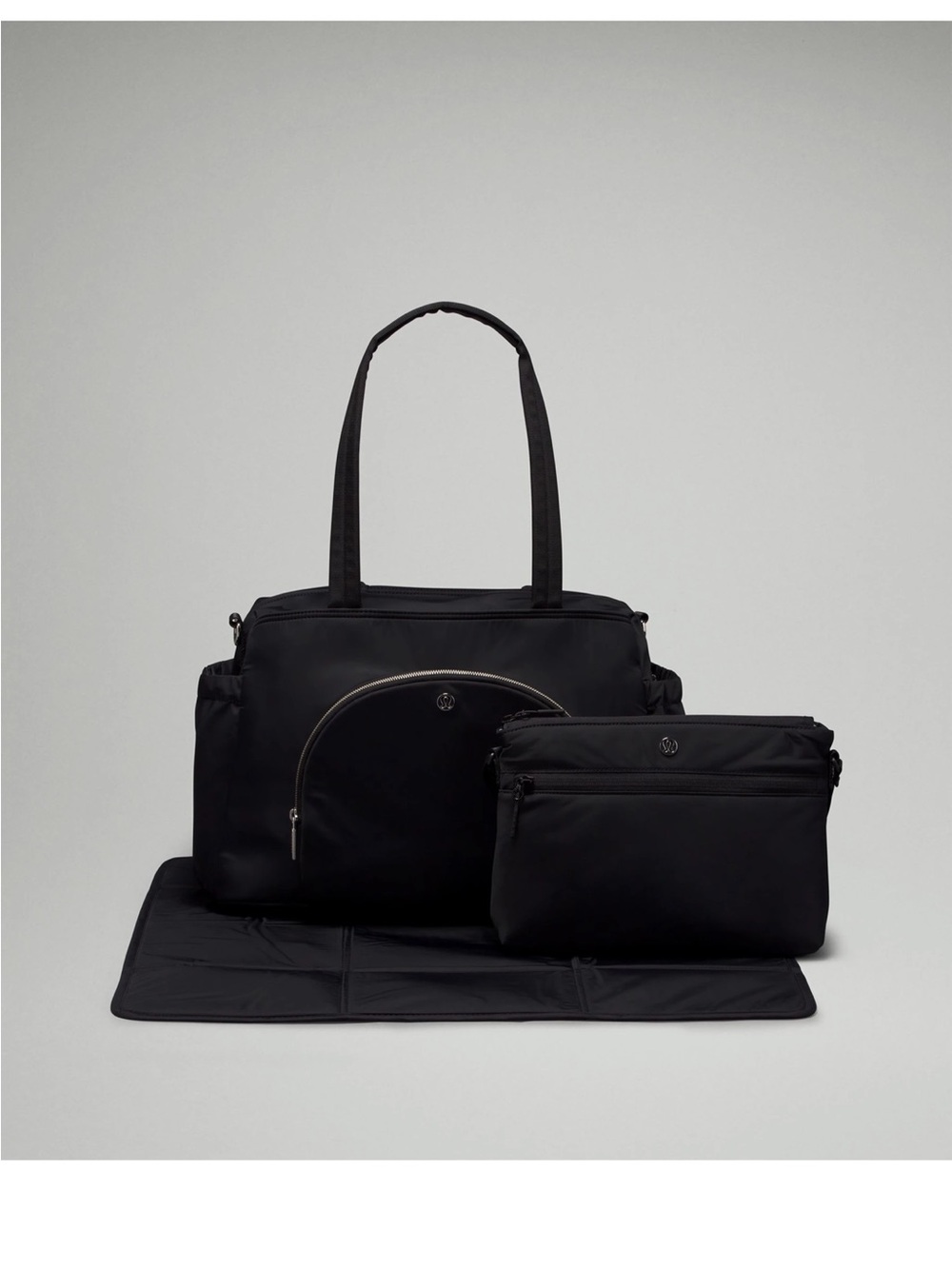 LULU LEMON Black Baby Diaper Tote withOrganizer Pouch & changing pad 20L